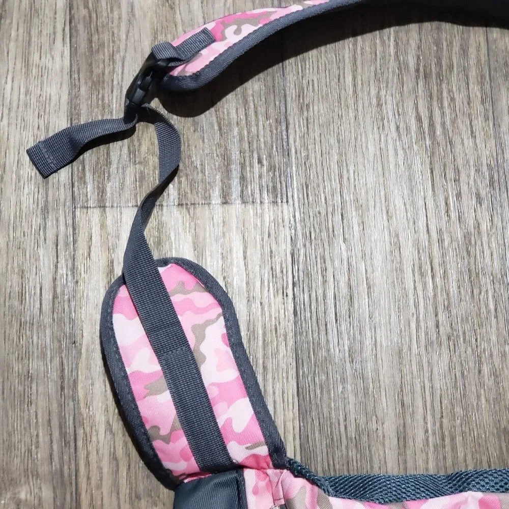 Pet Dog Carrier Backpack Chest Bag Puppy Sling Pouch Shoulder Mesh Pink Camo